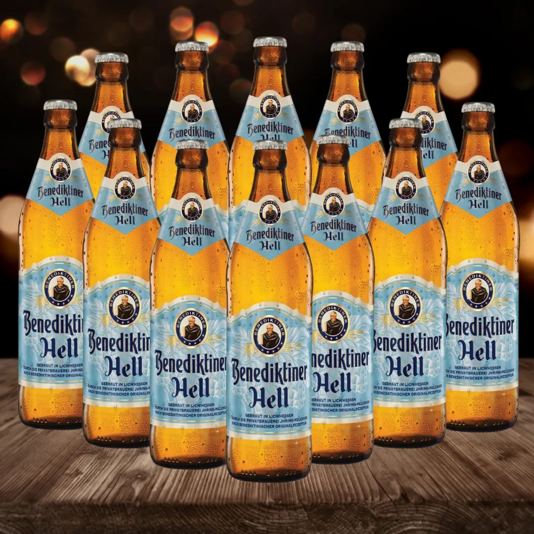 Benediktiner German Hells Lager 500ml Bottle - 5.0% ABV (12 Pack)