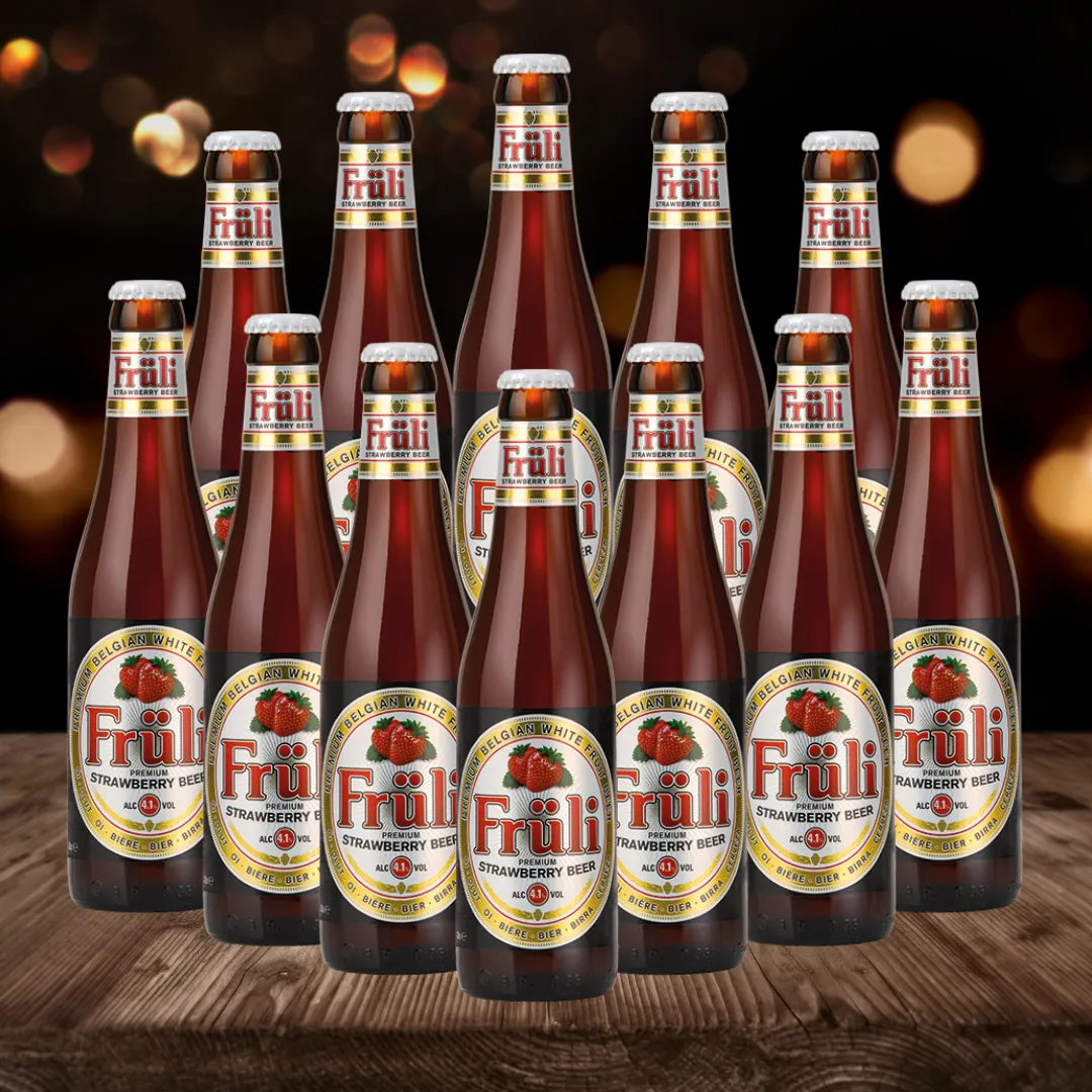 Fruli Strawberry Fruit Flavoured Red Belgian Beer 330ml Bottles – 4.1% ABV (12 Pack)