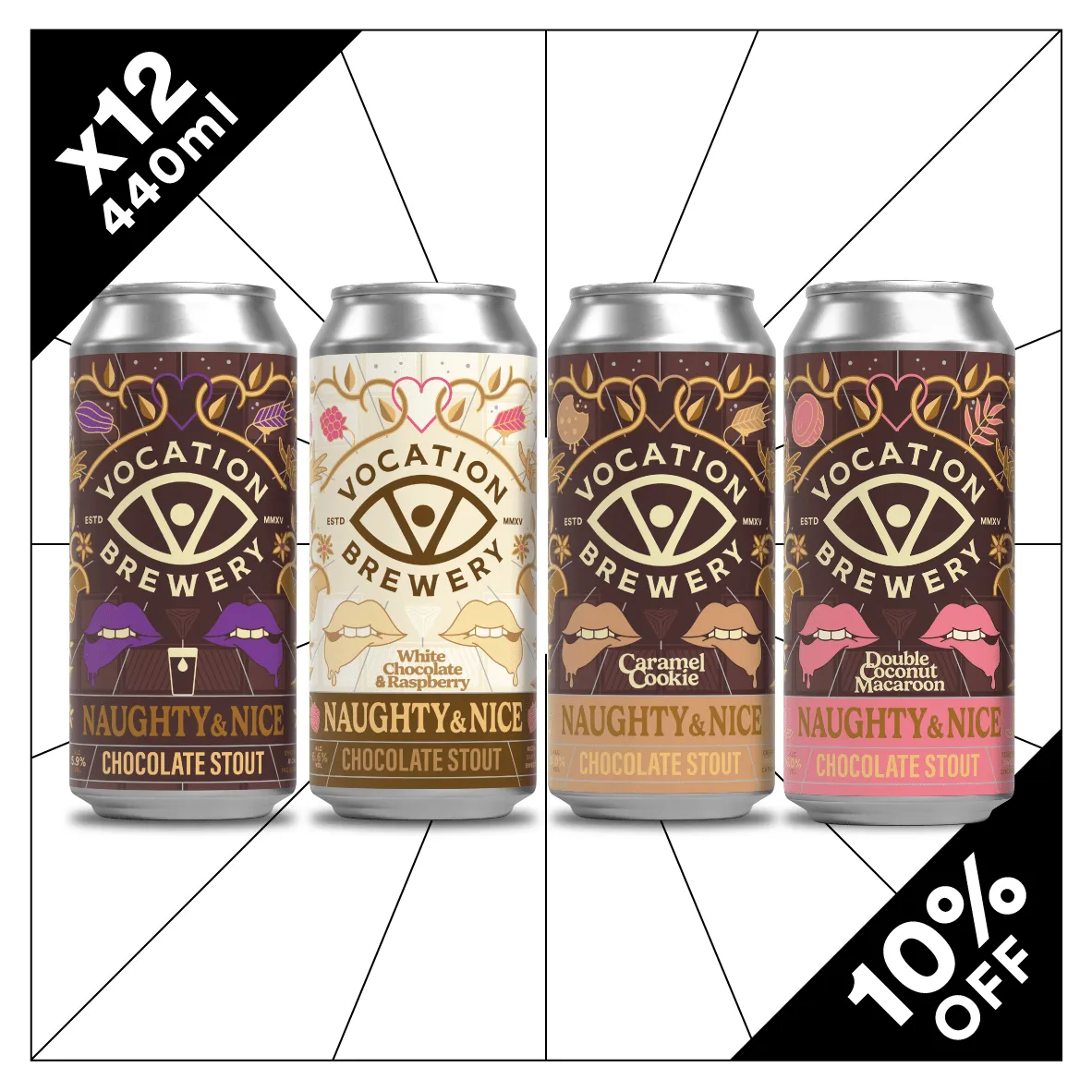 Vocation Naughty & Nice Chocolate Stout Case | Indulgent Stout Mixed Pack | 12 x 440ml