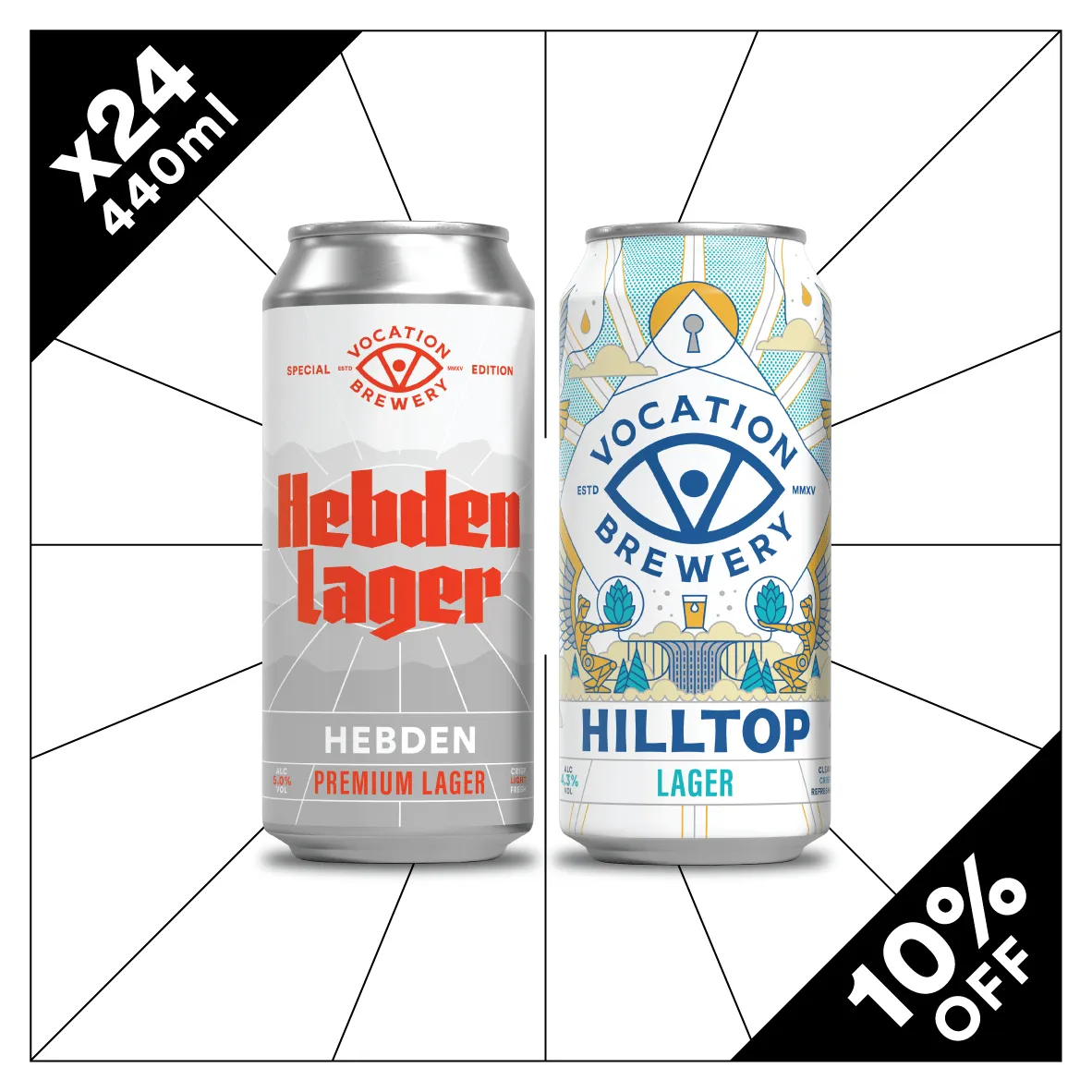 Vocation Peak & Valley Lager Case | Lager Beer Mixed Pack | 24 x 440ml