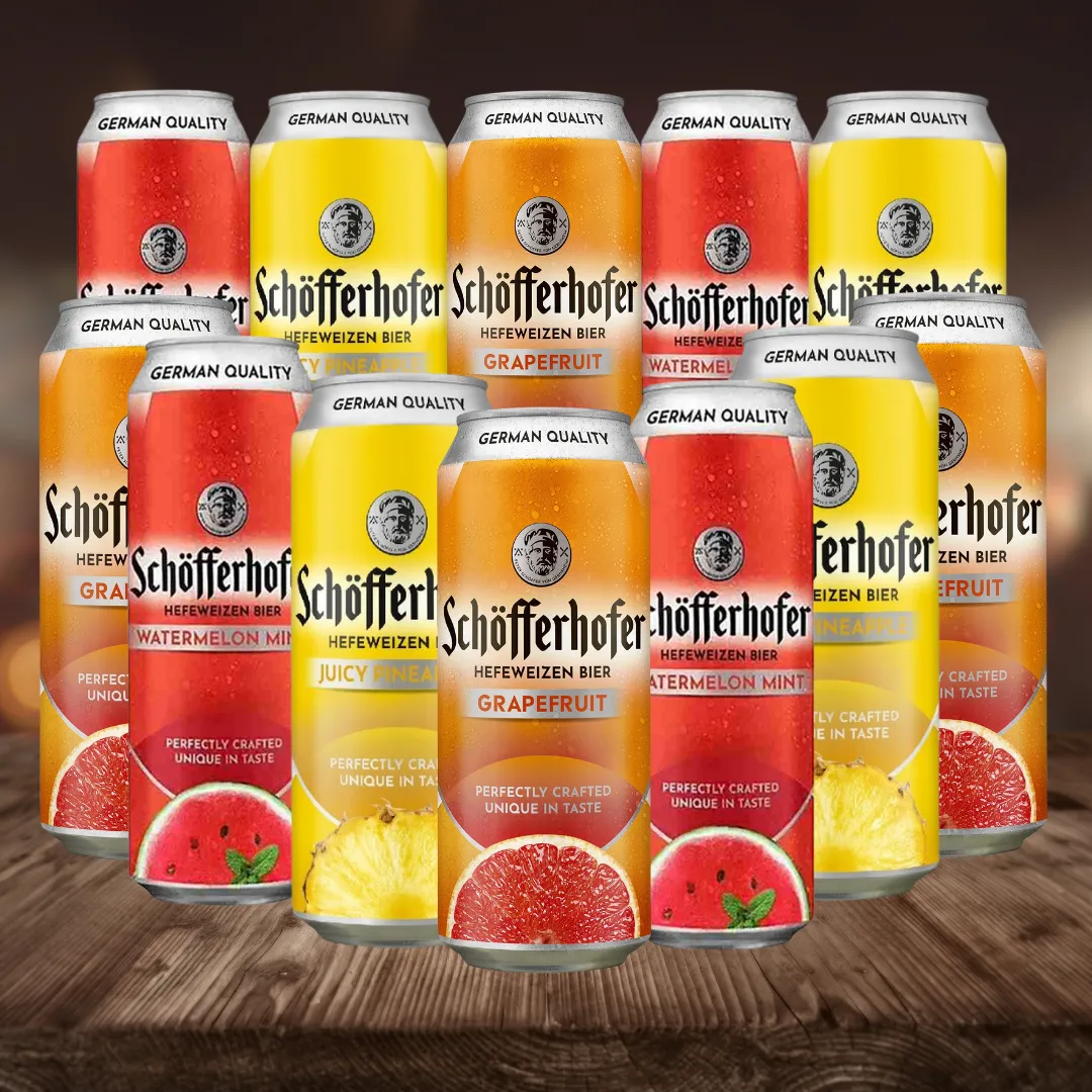 Schöfferhofer Pineapple, Grapefruit, Watermelon & Mint German Low Alcohol Beer Mixed Case – 2.5% ABV (12 Pack)