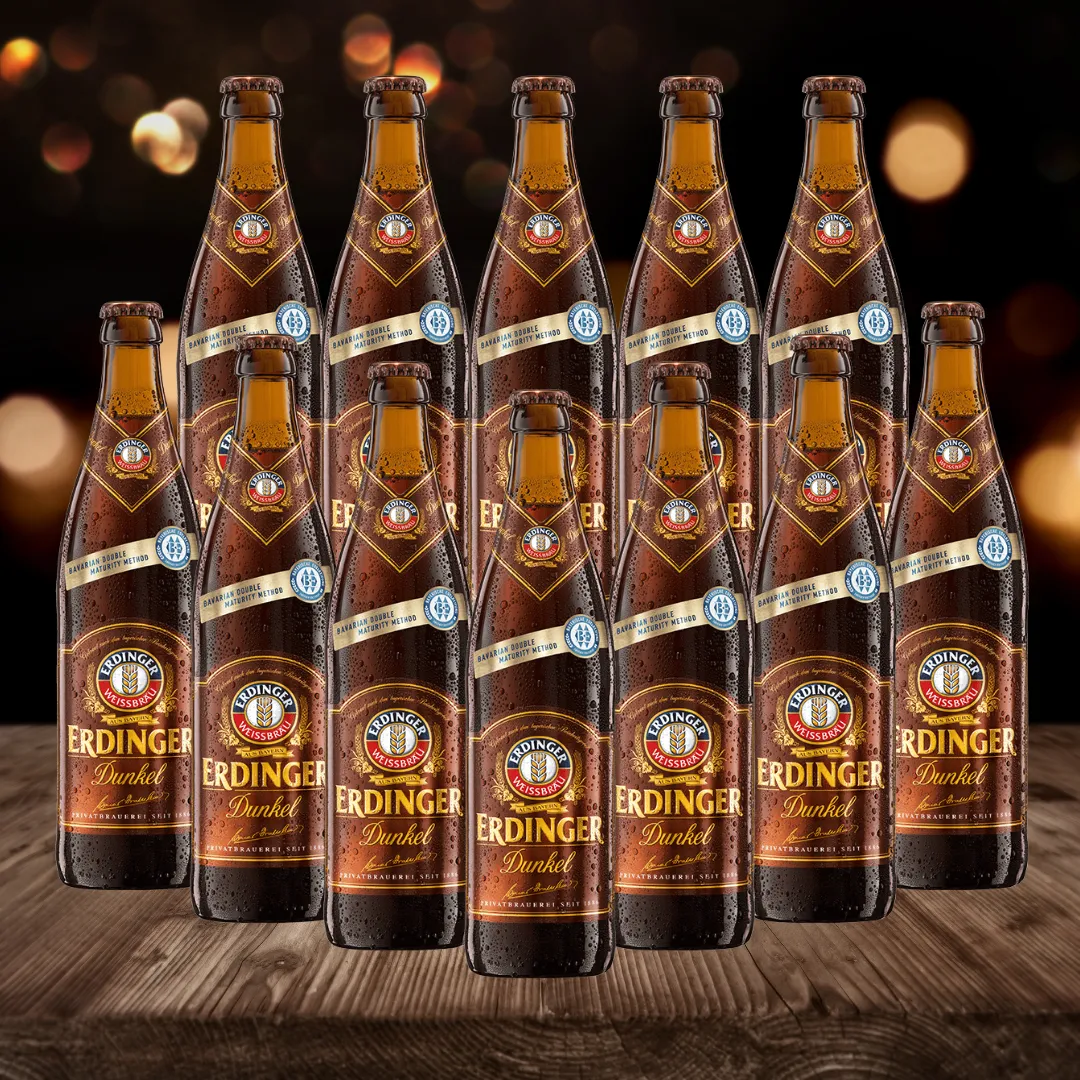 Erdinger Dunkel Dark German Wheat Beer 500ml Bottles - 5.3% ABV (12 Pack)