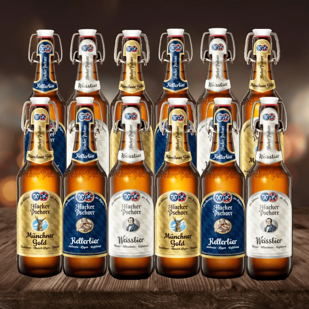 Hacker Pschorr Mixed Beer Case of German Weissbier, Kellerbier & Gold Pack (12 Pack)