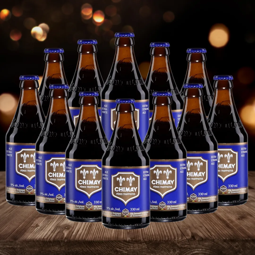 Chimay Blue Belgian Trappist Strong Dark Ale 330ml Bottles - 9% ABV (Multipack)