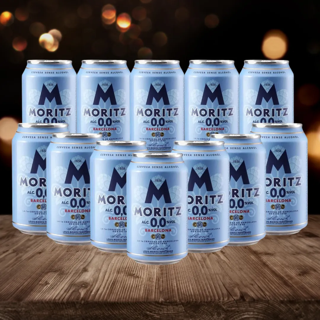 Moritz Barcelona Original Spanish Alcohol Free Lager 330ml Cans - 0.0% ABV (12 Pack)
