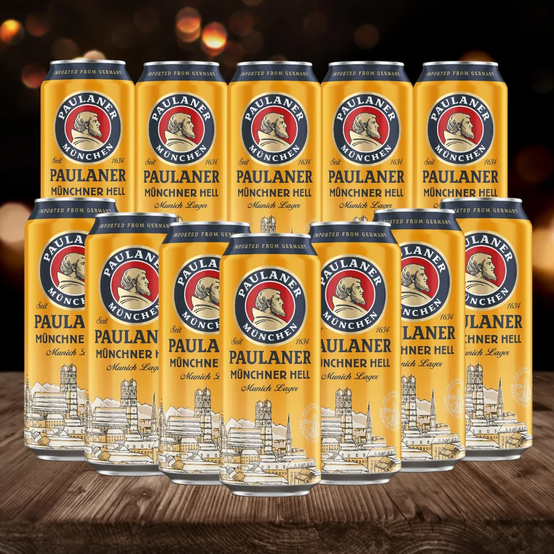 Paulaner Munchner Hell Premium German Lager 500ml Cans – 4.9% ABV (multipack)