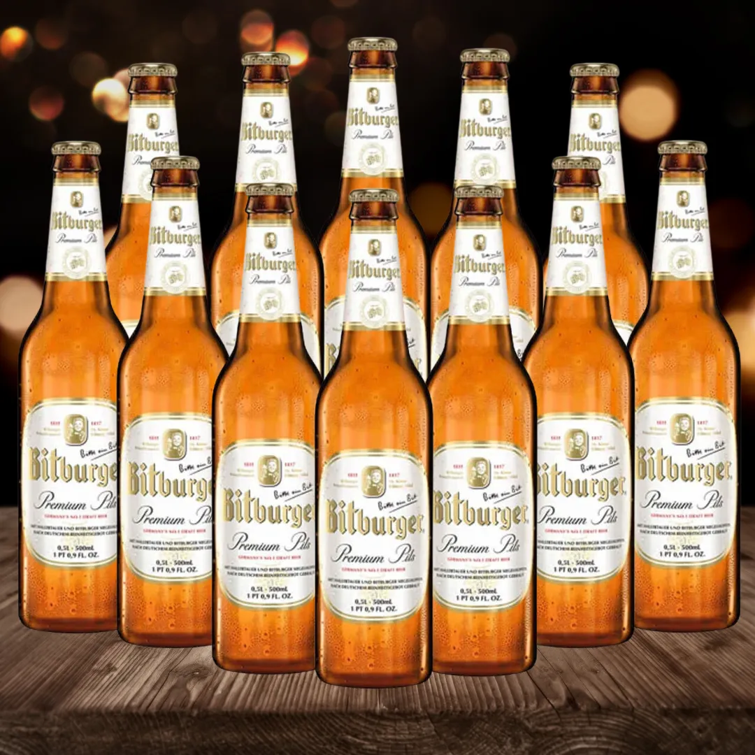 Bitburger Pilsner Premium German Lager 330ml Bottles - 4.8% ABV (12 Pack)